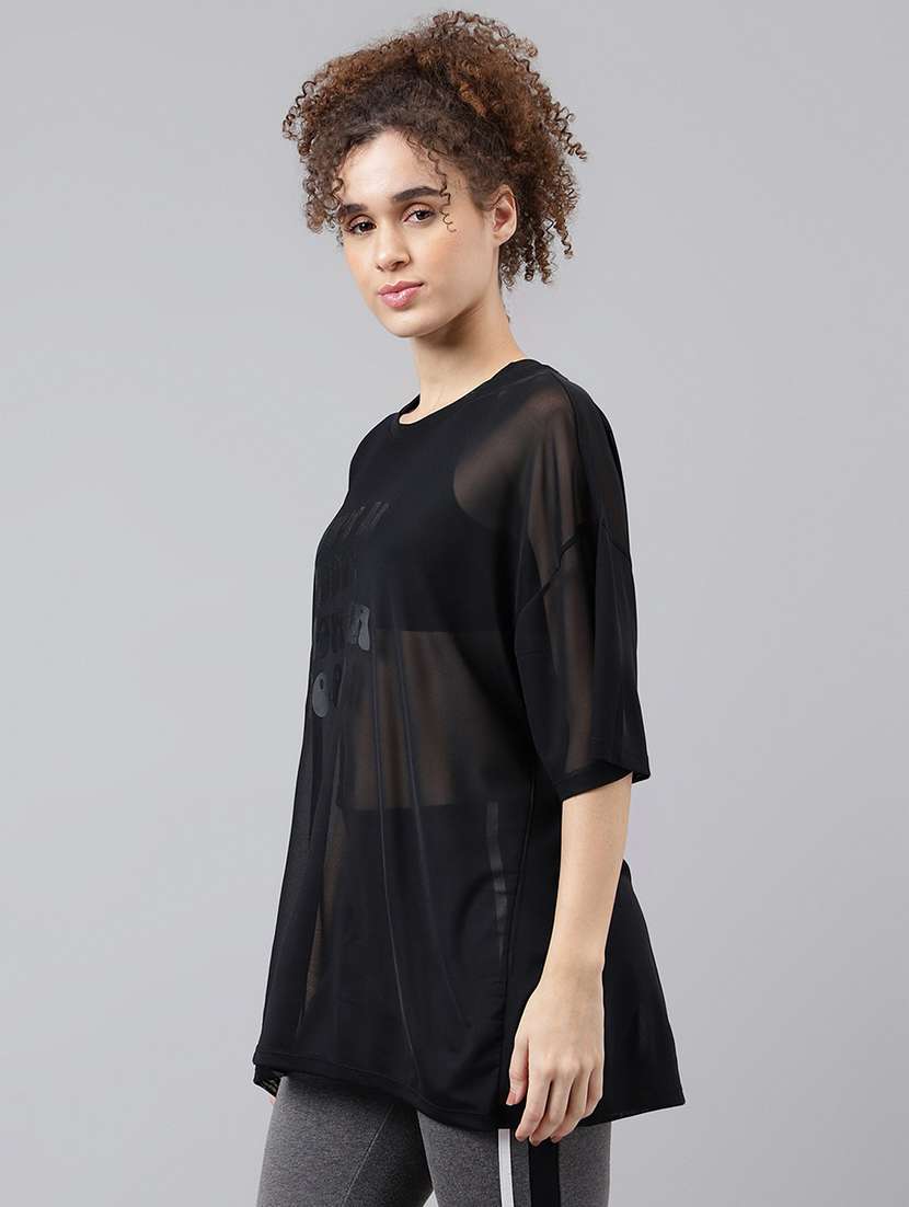 women typography printed relaxed fit dri-fit t-shirt - 21763144 -  Standard Image - 1