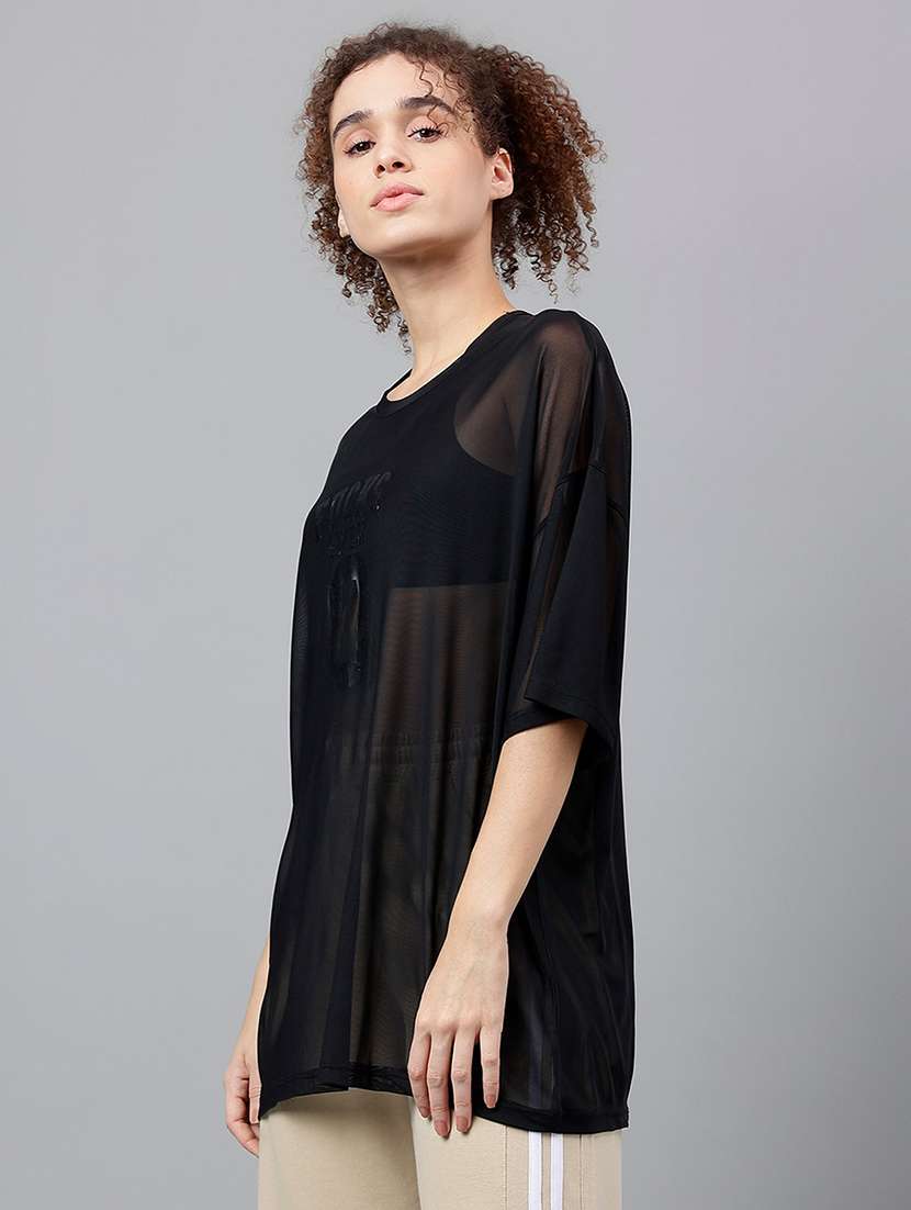 women typography printed relaxed fit dri-fit t-shirt - 21763145 -  Standard Image - 1