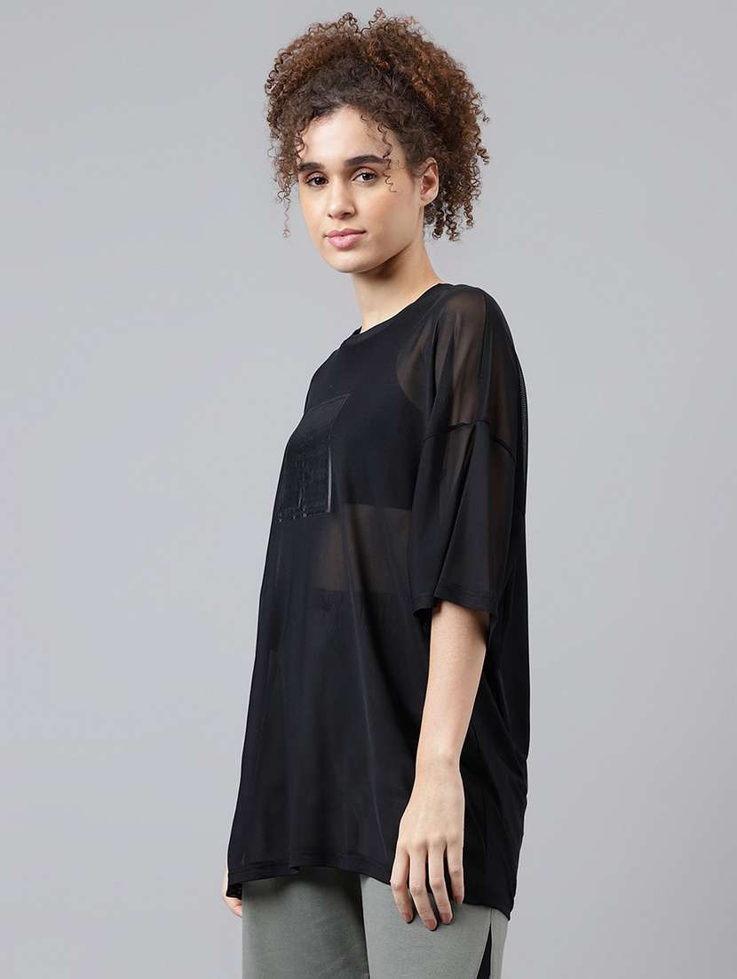 women typography printed relaxed fit dri-fit t-shirt - 21763146 -  Standard Image - 1