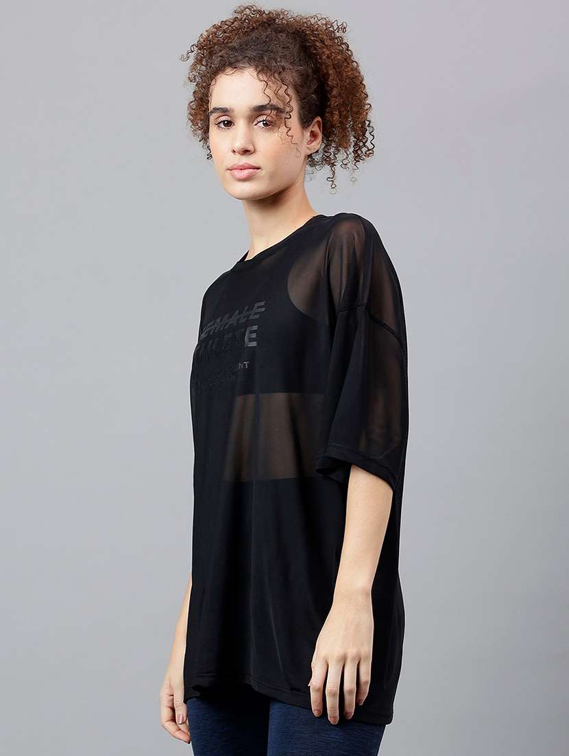 women typography printed relaxed fit dri-fit t-shirt - 21763147 -  Standard Image - 1