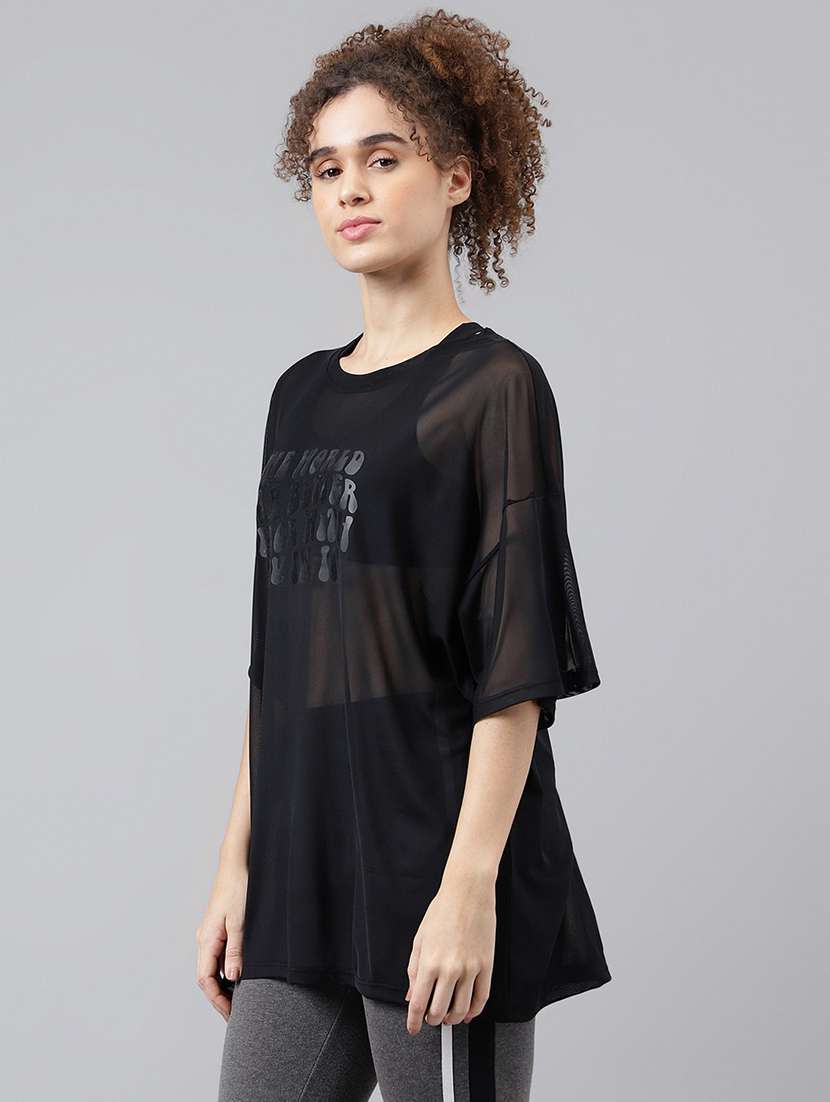 women typography printed relaxed fit dri-fit t-shirt - 21763148 -  Standard Image - 1