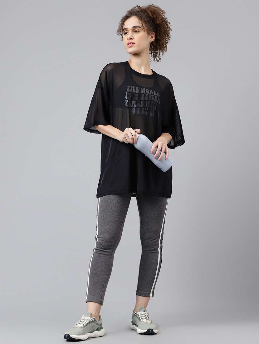 women typography printed relaxed fit dri-fit t-shirt - 21763148 -  Standard Image - 4