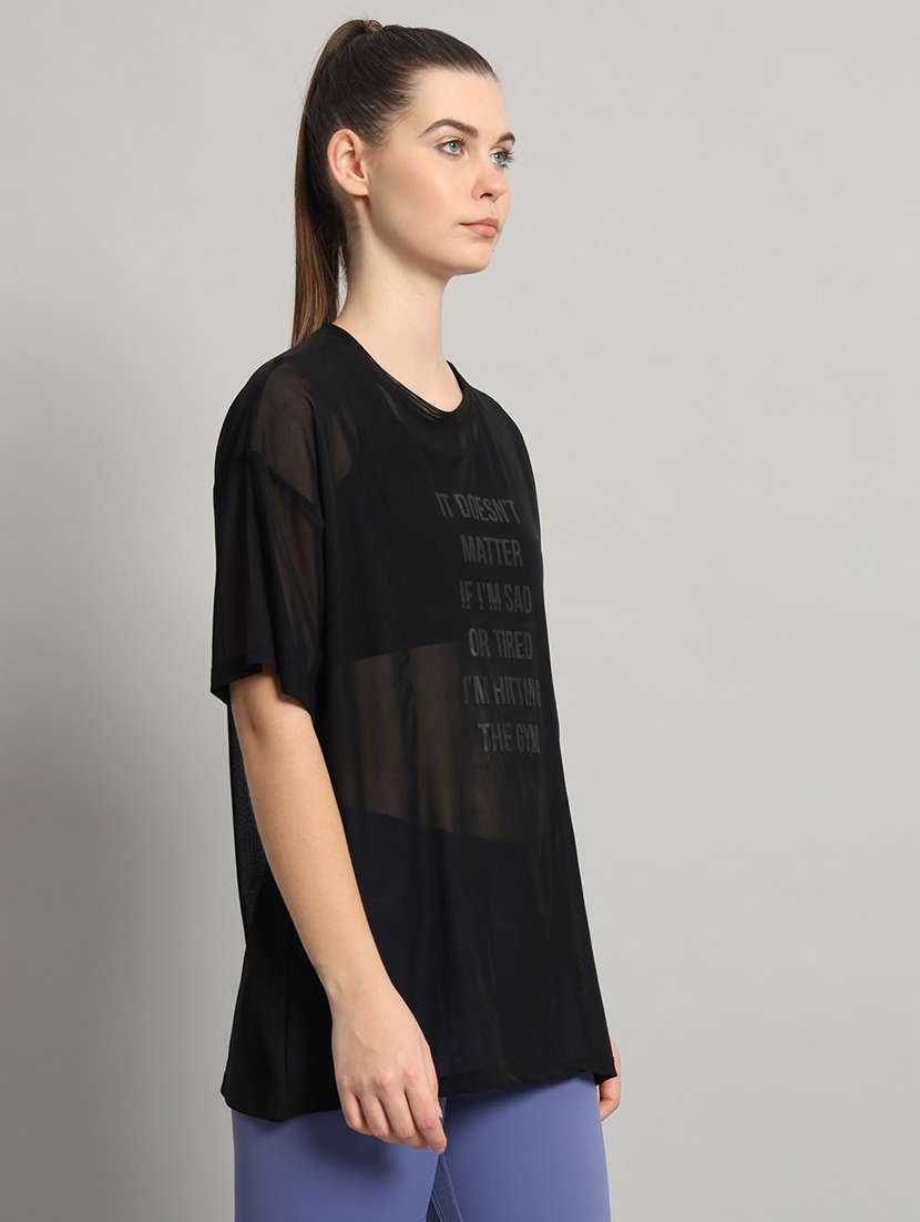 women typography printed relaxed fit dri-fit t-shirt - 21763151 -  Standard Image - 1