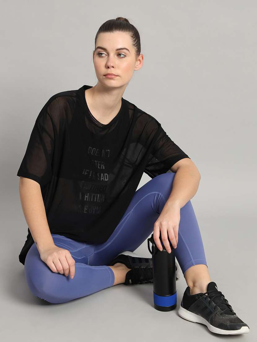 women typography printed relaxed fit dri-fit t-shirt - 21763151 -  Standard Image - 4