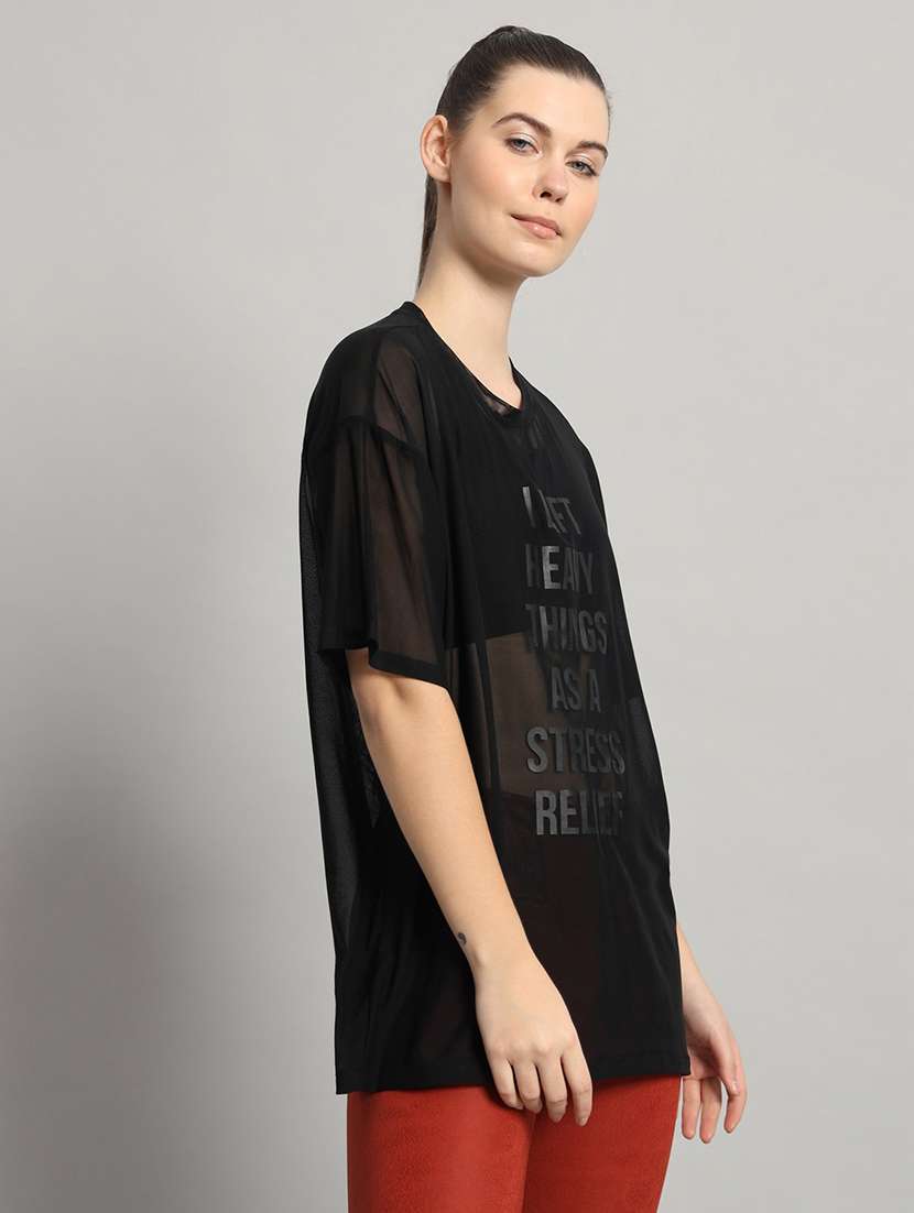 women typography printed relaxed fit dri-fit t-shirt - 21763152 -  Standard Image - 1