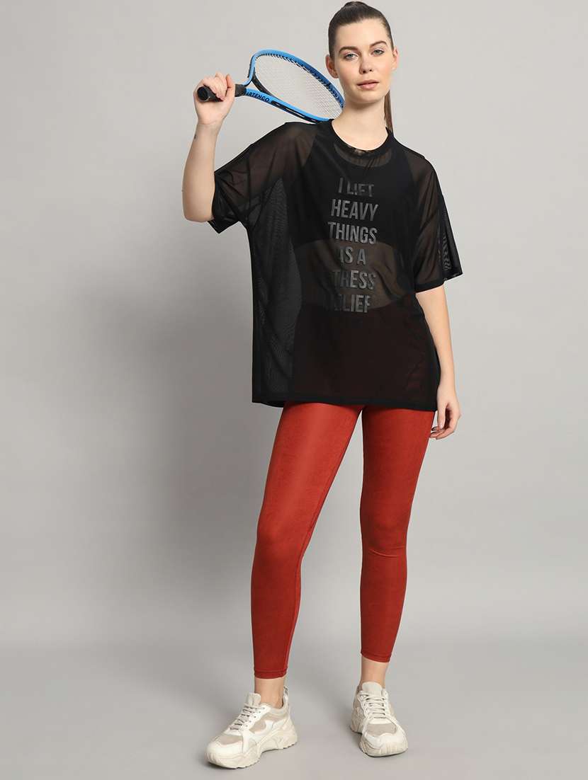 women typography printed relaxed fit dri-fit t-shirt - 21763152 -  Standard Image - 4