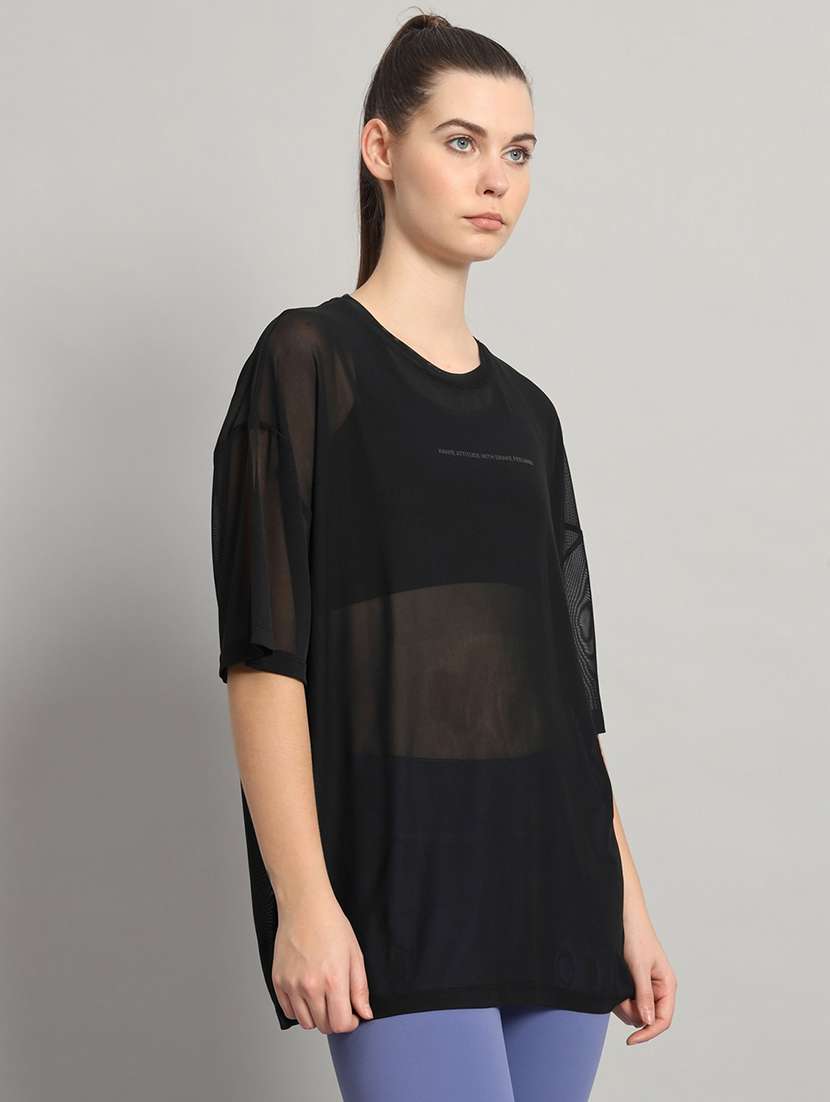 women typography printed relaxed fit dri-fit t-shirt - 21763153 -  Standard Image - 1