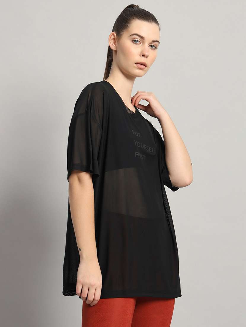 women typography printed relaxed fit dri-fit t-shirt - 21763154 -  Standard Image - 1