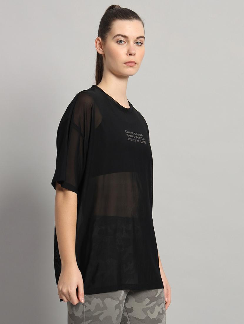 women typography printed relaxed fit dri-fit t-shirt - 21763155 - Standard Image - 1
