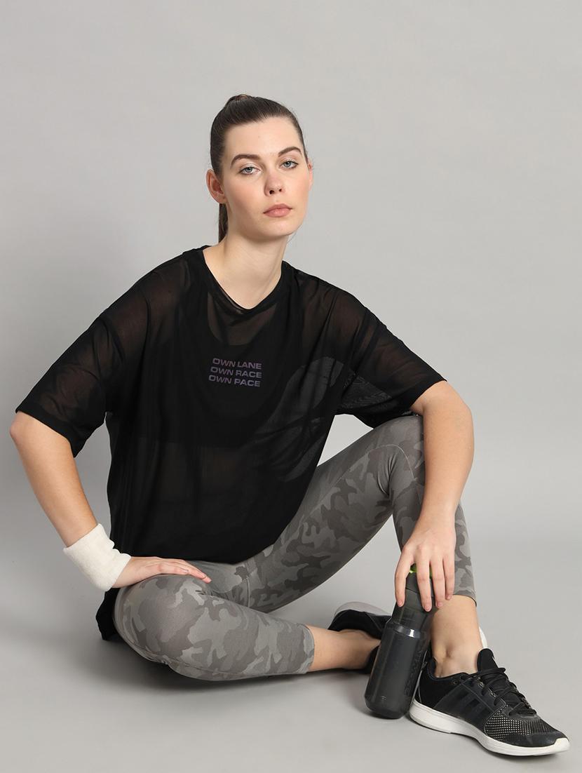 women typography printed relaxed fit dri-fit t-shirt - 21763155 - Standard Image - 4