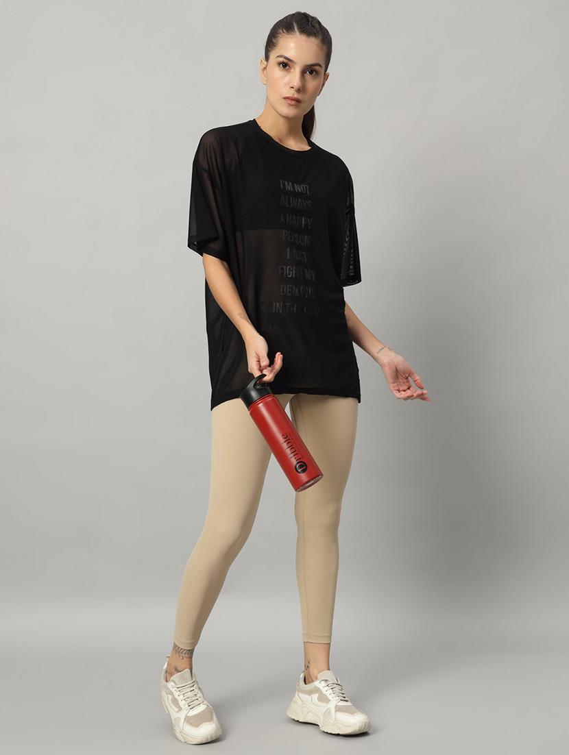 women typography printed relaxed fit dri-fit t-shirt - 21763157 - Standard Image - 4