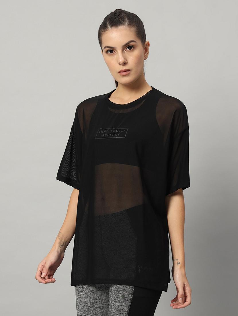 women typography printed relaxed fit dri-fit t-shirt - 21763159 - Standard Image - 1