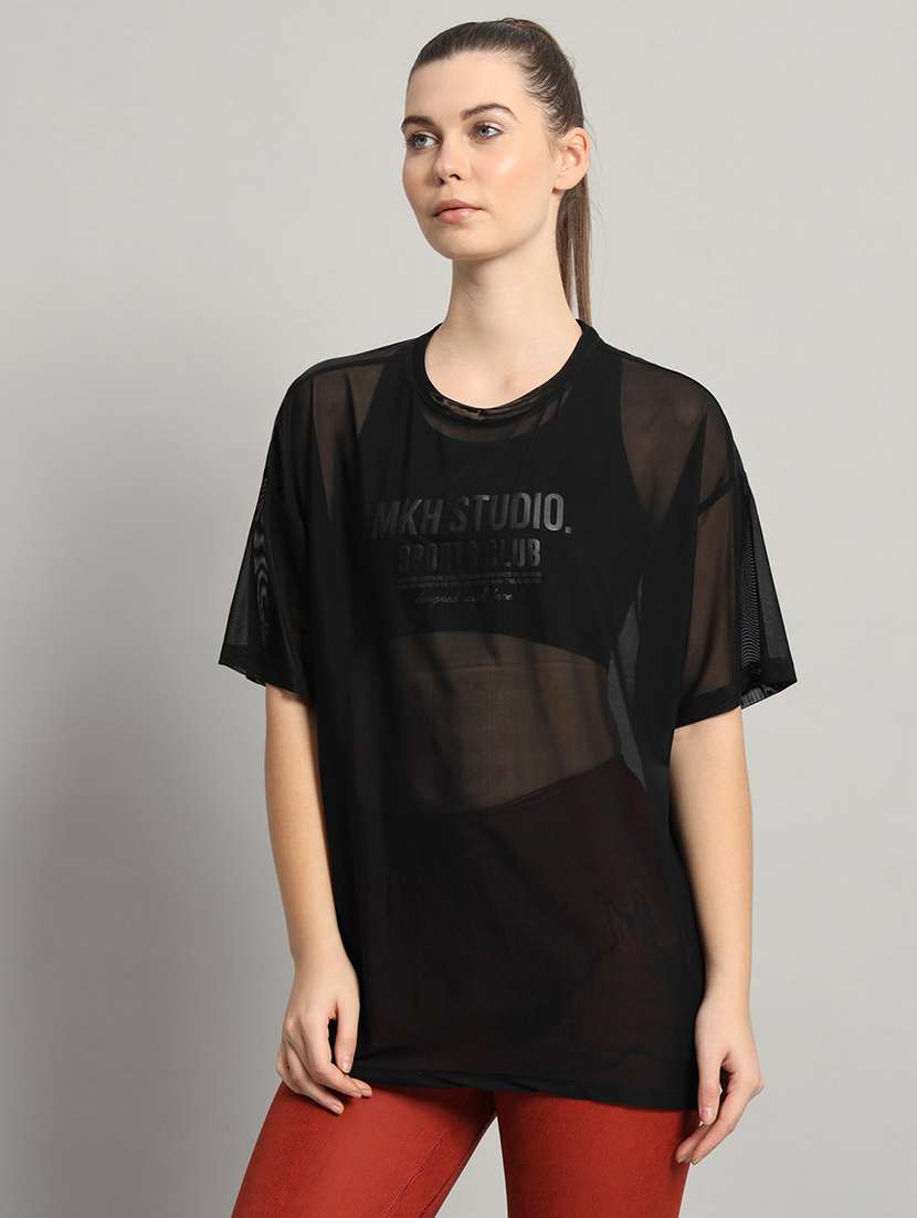 women typography printed relaxed fit dri-fit t-shirt - 21763160 -  Standard Image - 1