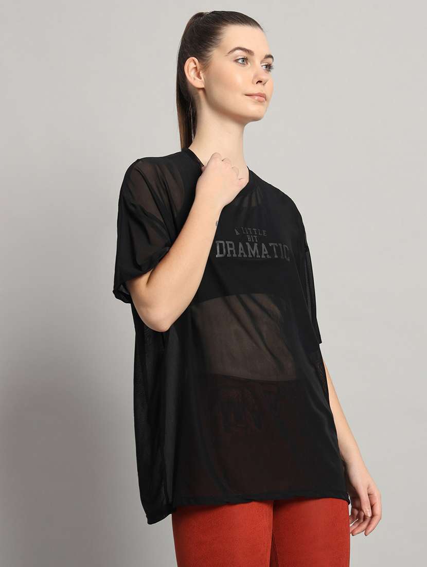 women typography printed relaxed fit dri-fit t-shirt - 21763161 -  Standard Image - 1