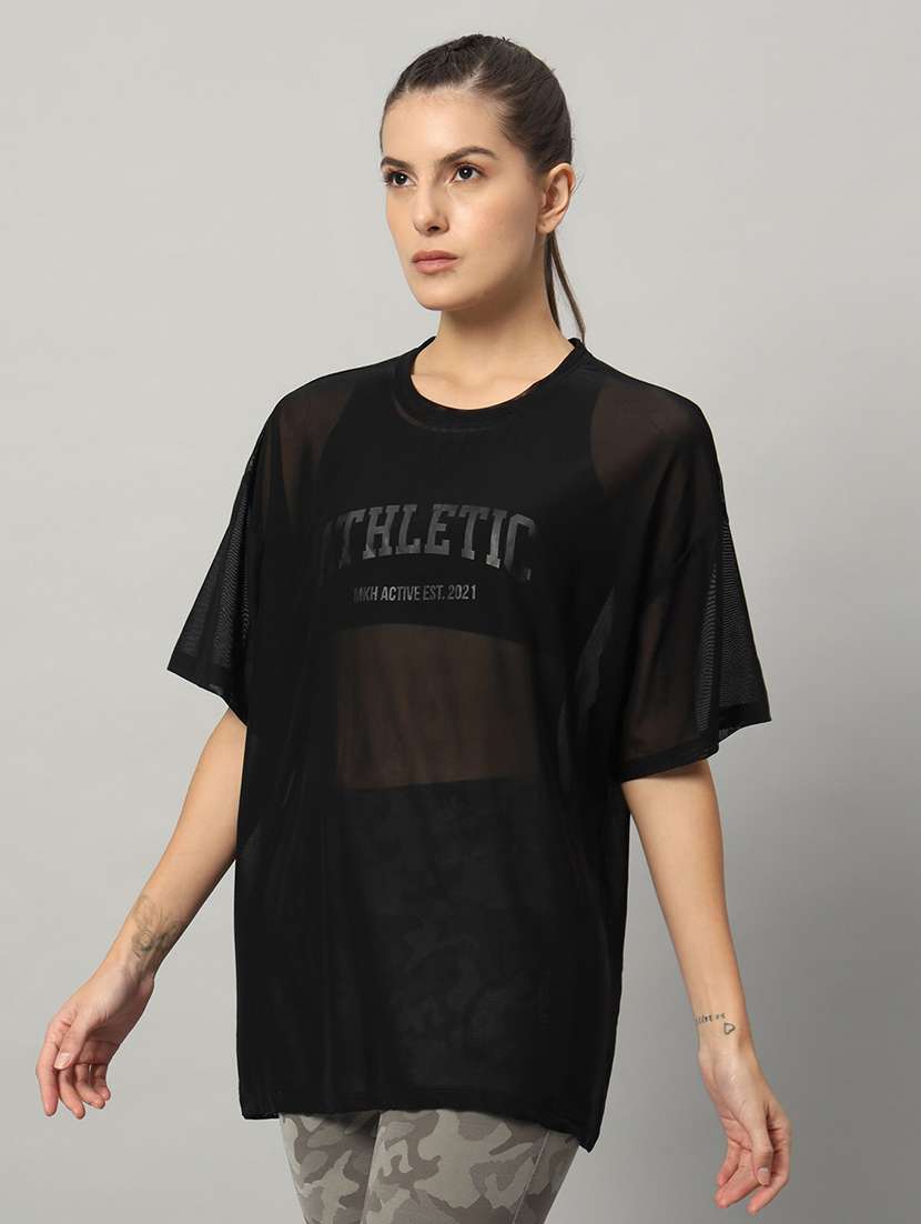 women typography printed relaxed fit dri-fit t-shirt - 21763162 -  Standard Image - 1