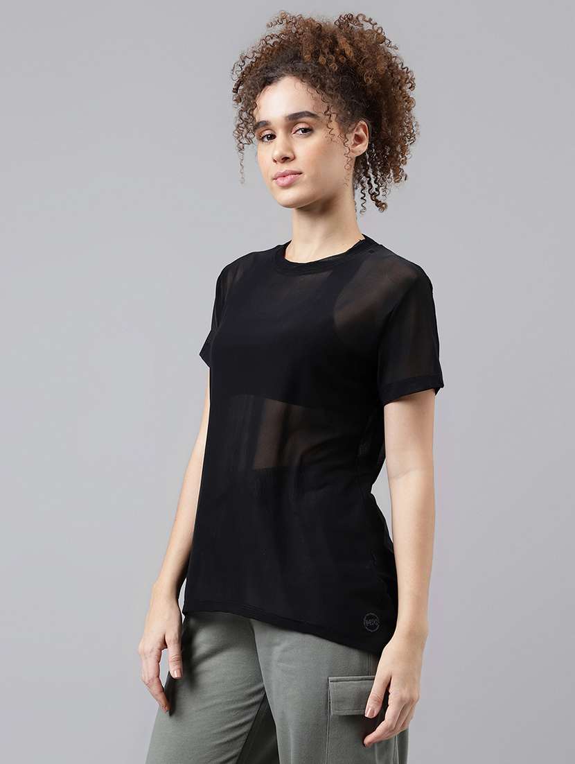 women round neck plain relaxed fit dri-fit t-shirt - 21763167 -  Standard Image - 1