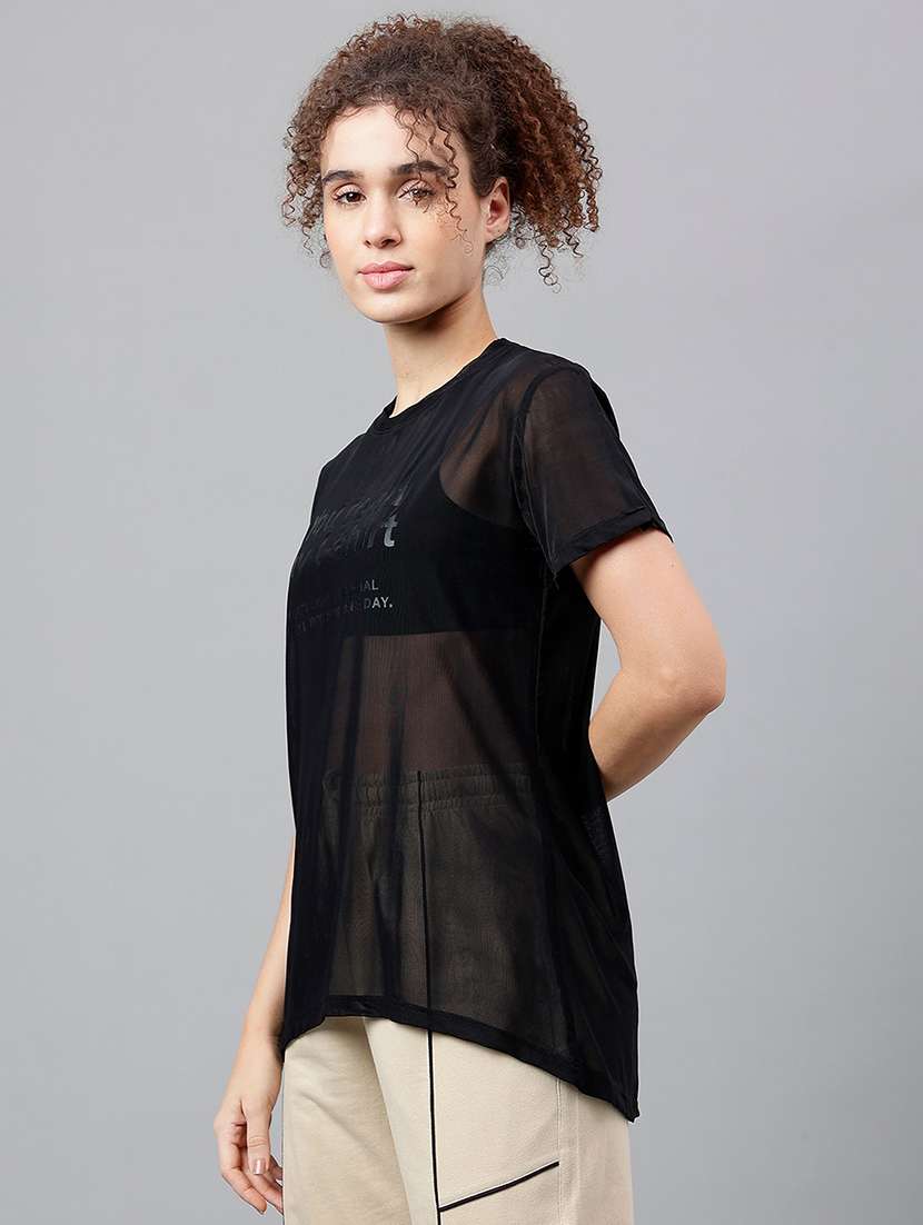 women typography printed relaxed fit dri-fit t-shirt - 21763168 - Standard Image - 1