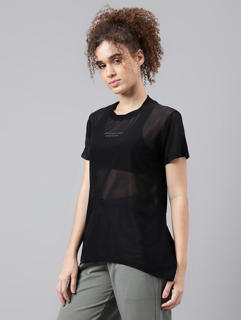 women typography printed relaxed fit dri-fit t-shirt - 21763174 - Standard Image - 1