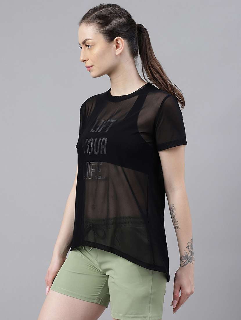 women typography printed relaxed fit dri-fit t-shirt - 21763183 -  Standard Image - 1