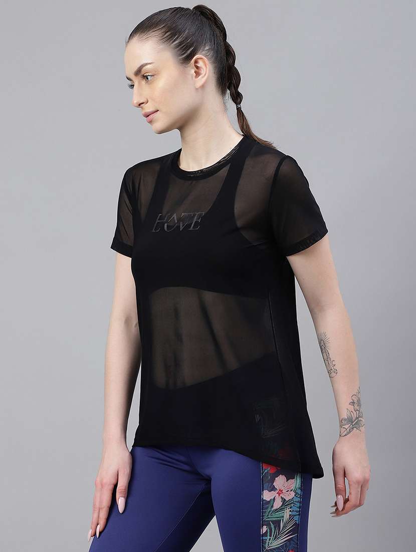 women typography printed relaxed fit dri-fit t-shirt - 21763184 -  Standard Image - 1