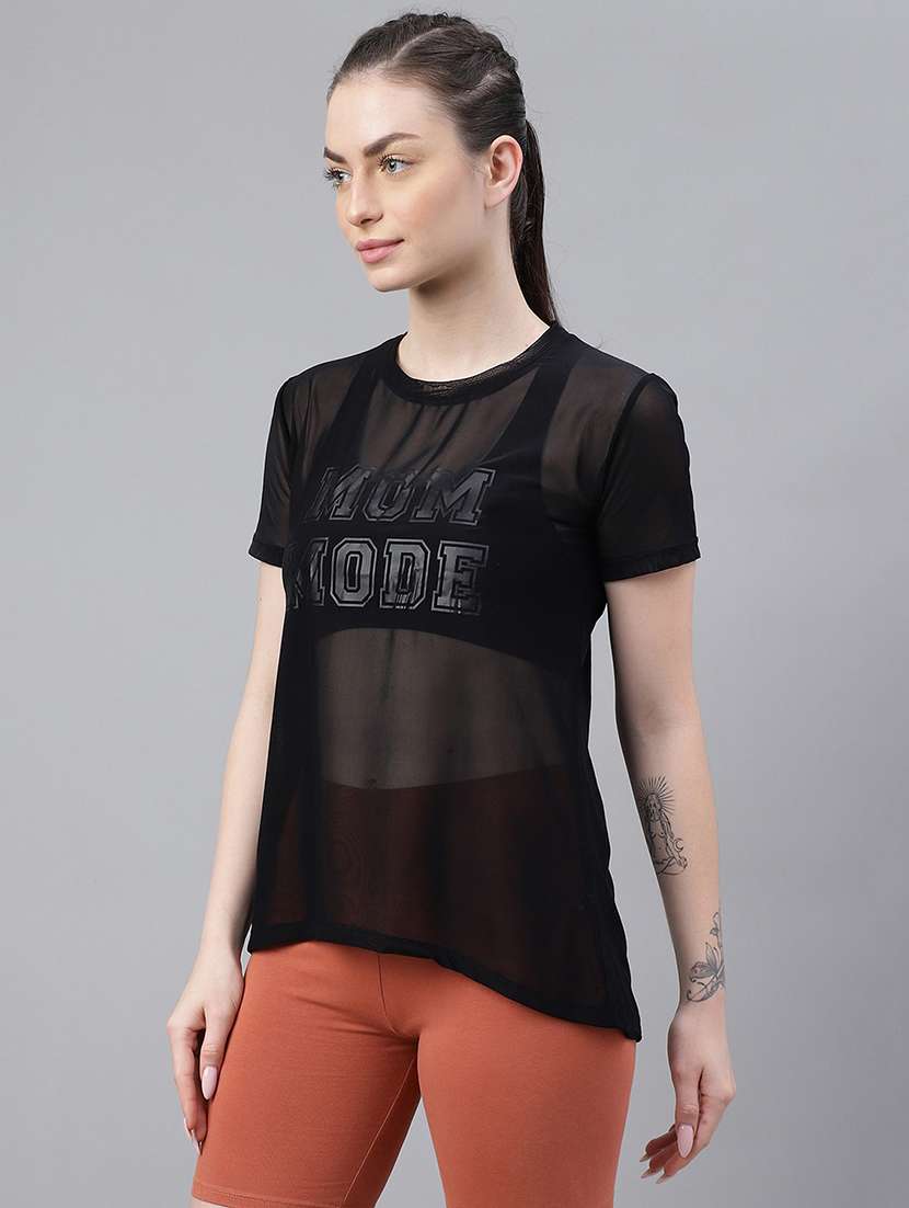 women typography printed relaxed fit dri-fit t-shirt - 21763189 -  Standard Image - 1