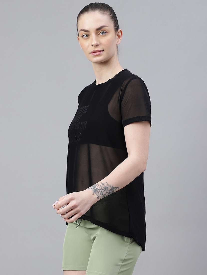 women typography printed relaxed fit dri-fit t-shirt - 21763190 -  Standard Image - 1