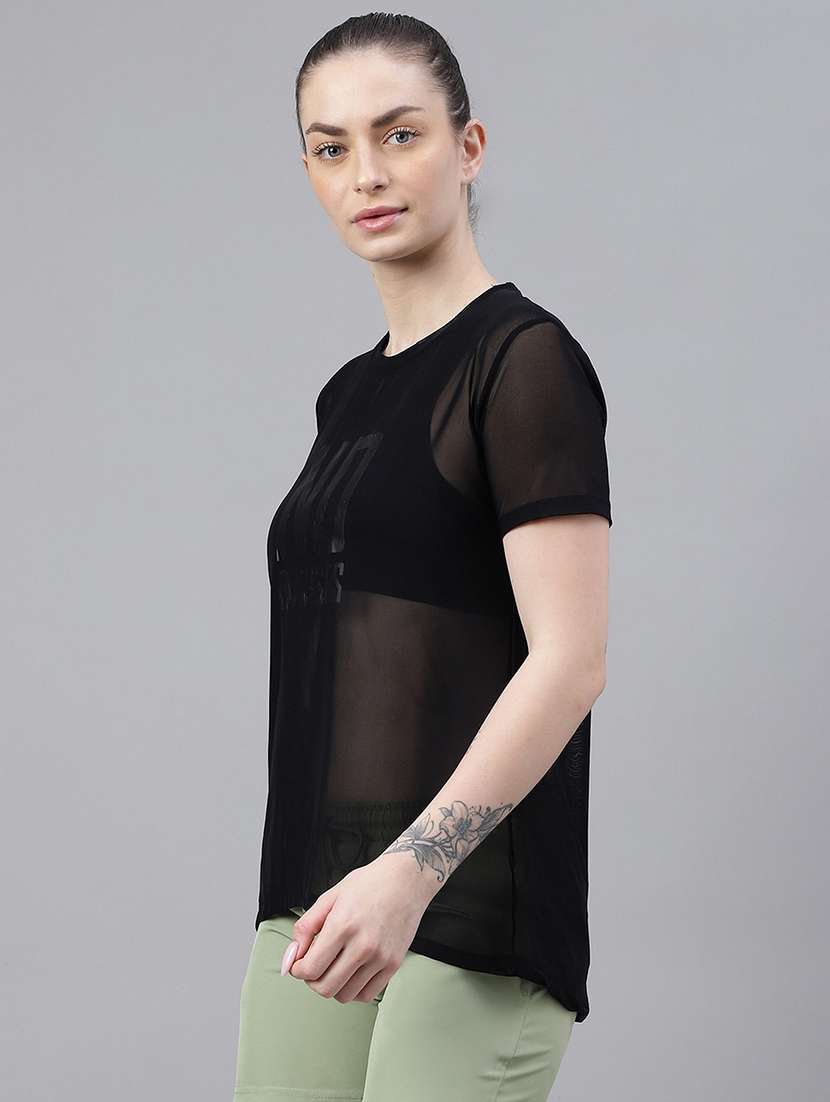 women typography printed relaxed fit dri-fit t-shirt - 21763193 - Standard Image - 1