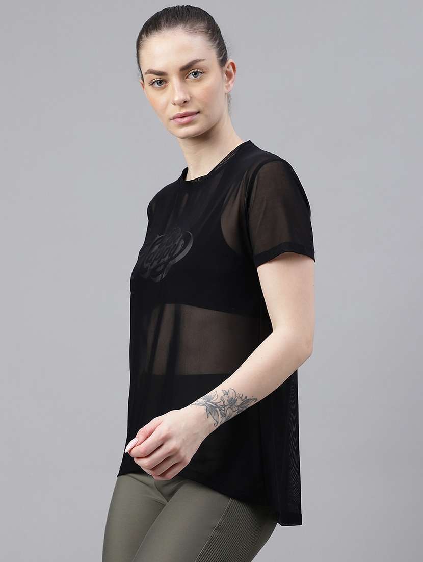 women typography printed relaxed fit dri-fit t-shirt - 21763194 -  Standard Image - 1