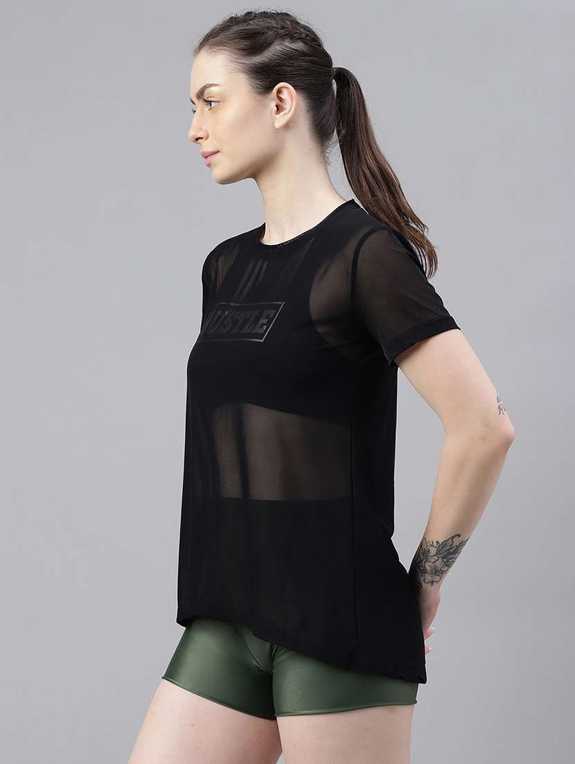 women typography printed relaxed fit dri-fit t-shirt - 21763195 -  Standard Image - 1