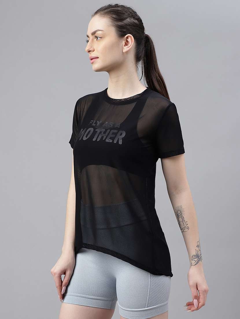 women typography printed relaxed fit dri-fit t-shirt - 21763203 - Standard Image - 1