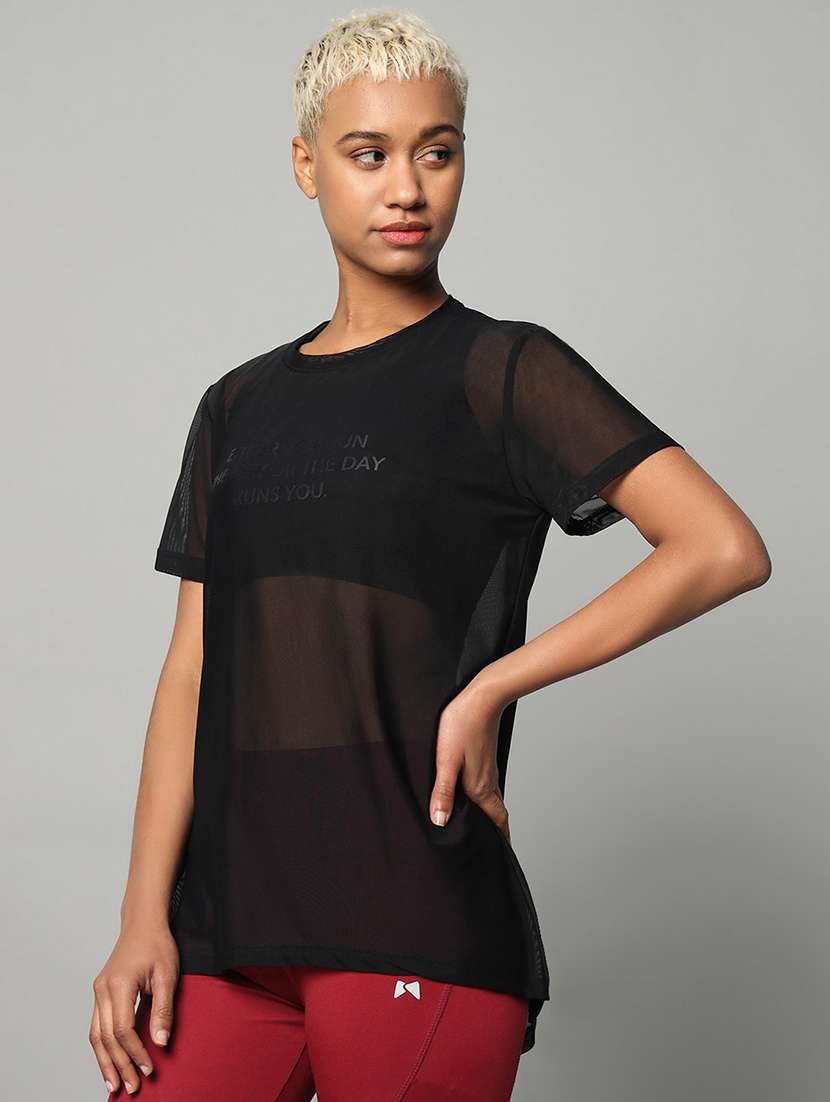 women typography printed relaxed fit dri-fit t-shirt - 21763206 -  Standard Image - 1