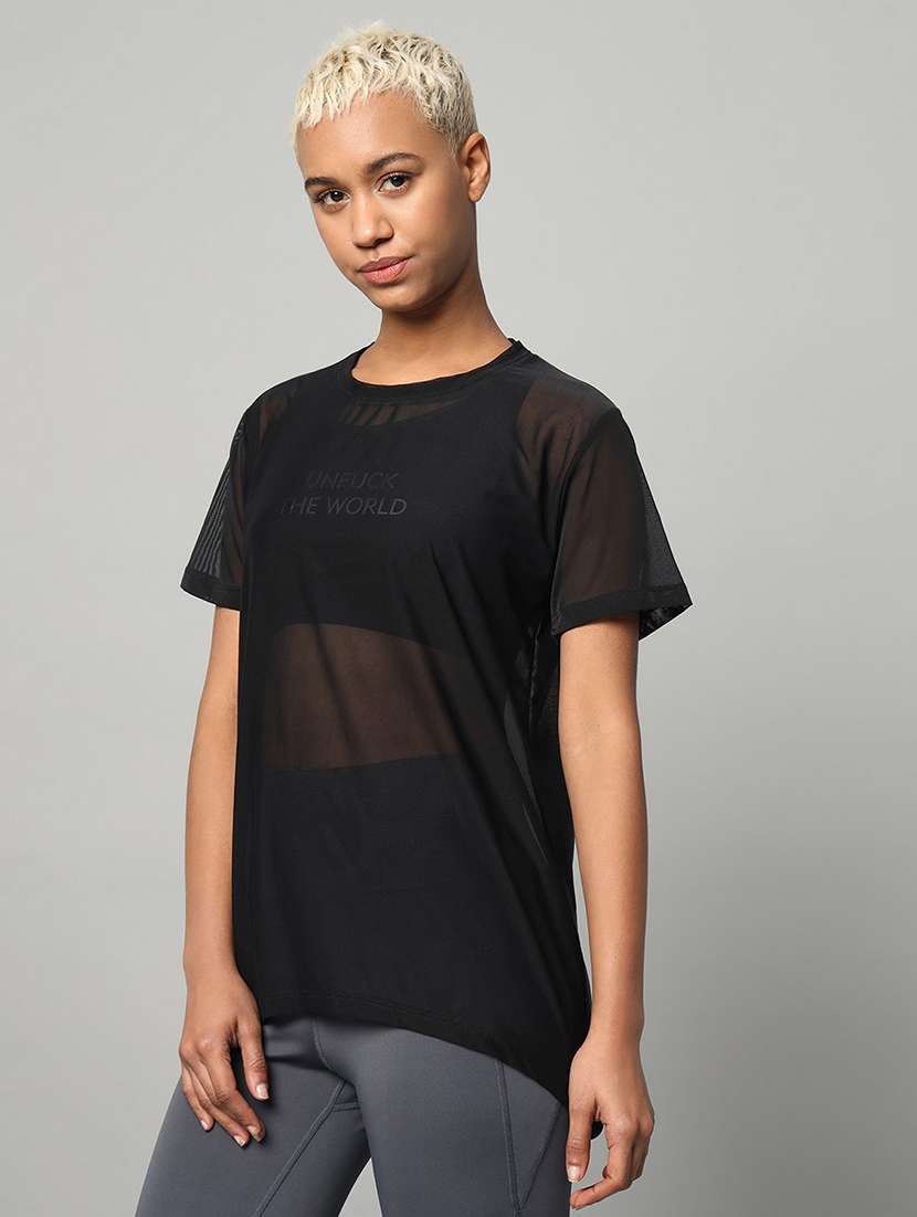 women typography printed relaxed fit dri-fit t-shirt - 21763208 -  Standard Image - 1