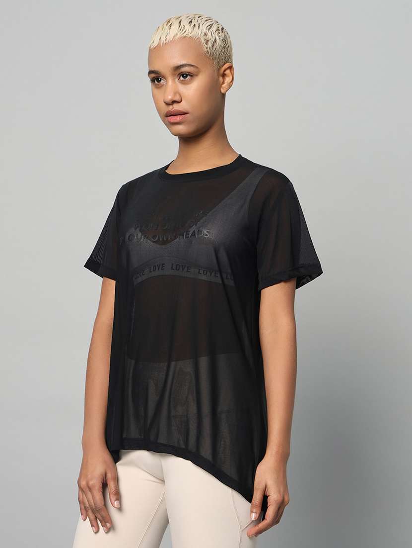 women typography printed relaxed fit dri-fit t-shirt - 21763209 -  Standard Image - 1