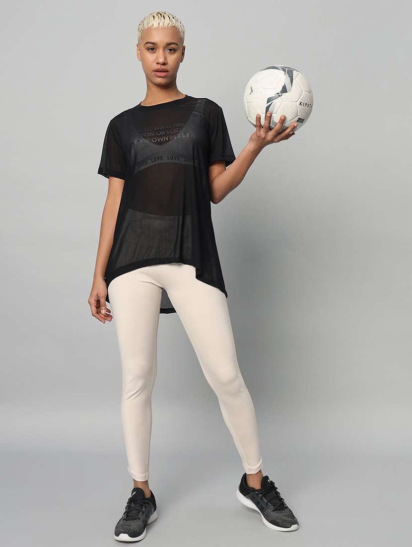 women typography printed relaxed fit dri-fit t-shirt - 21763209 -  Standard Image - 4