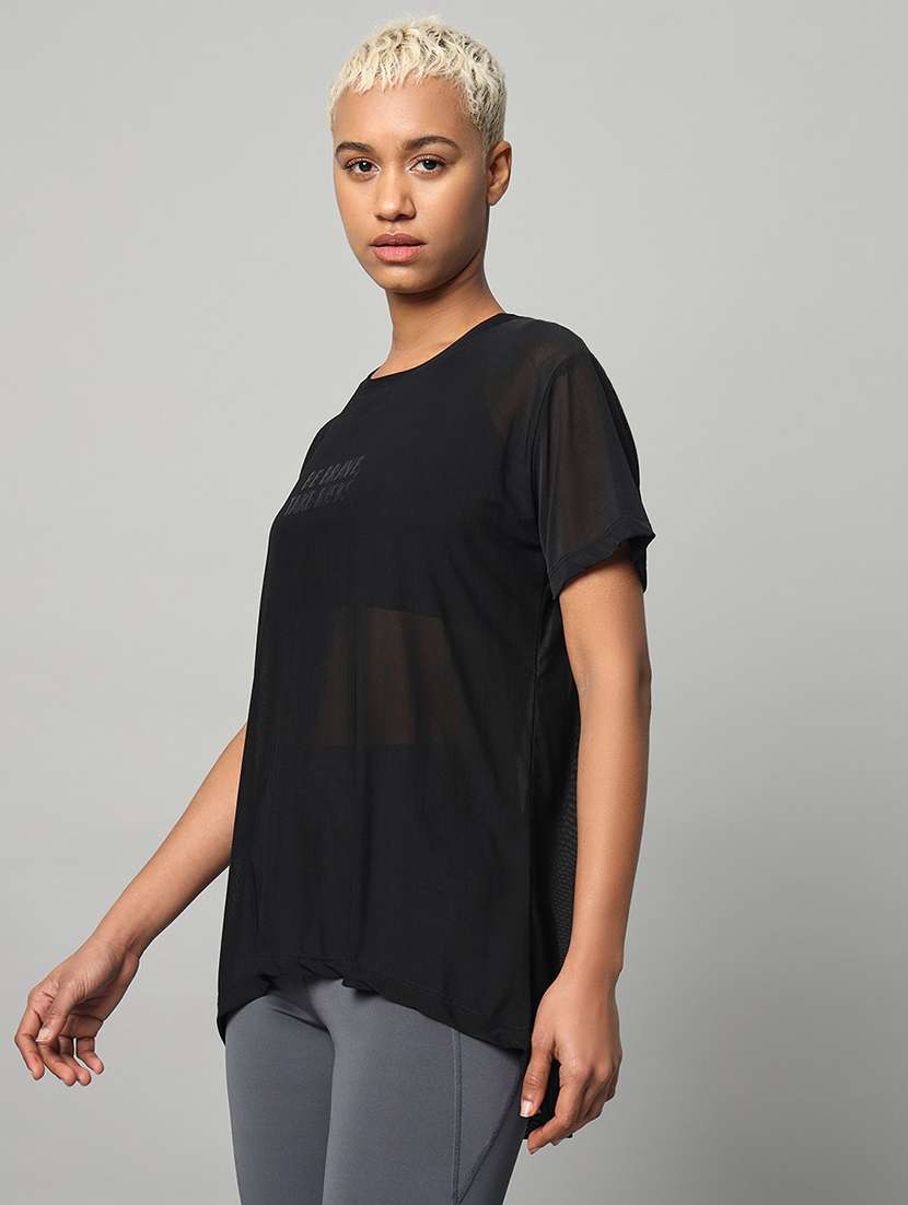 women typography printed relaxed fit dri-fit t-shirt - 21763211 -  Standard Image - 1