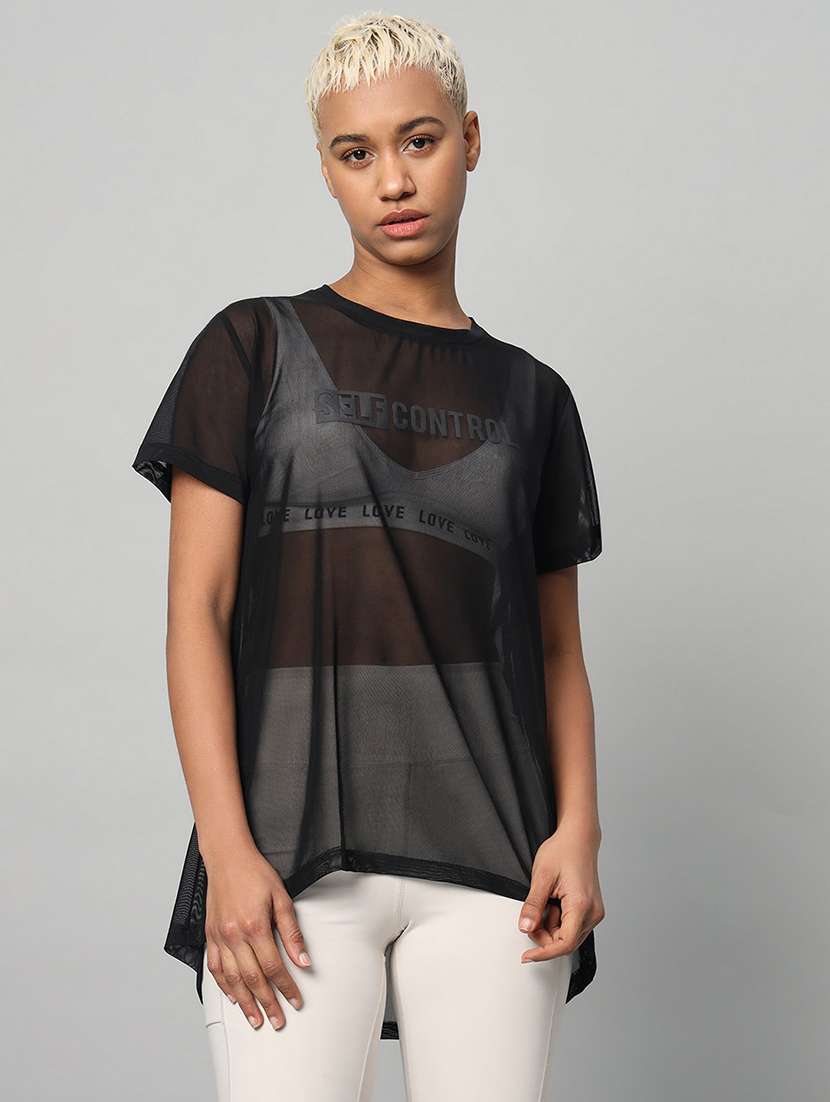 women typography printed relaxed fit dri-fit t-shirt