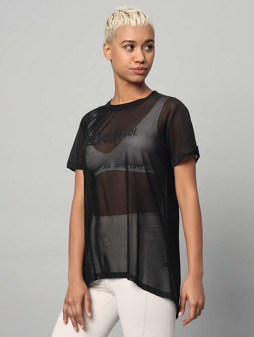 women typography printed relaxed fit dri-fit t-shirt - 21763212 -  Standard Image - 1