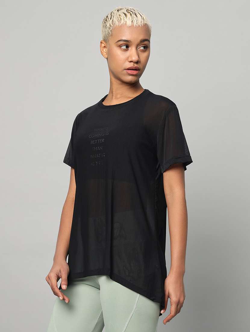 women typography printed relaxed fit dri-fit t-shirt - 21763213 -  Standard Image - 1