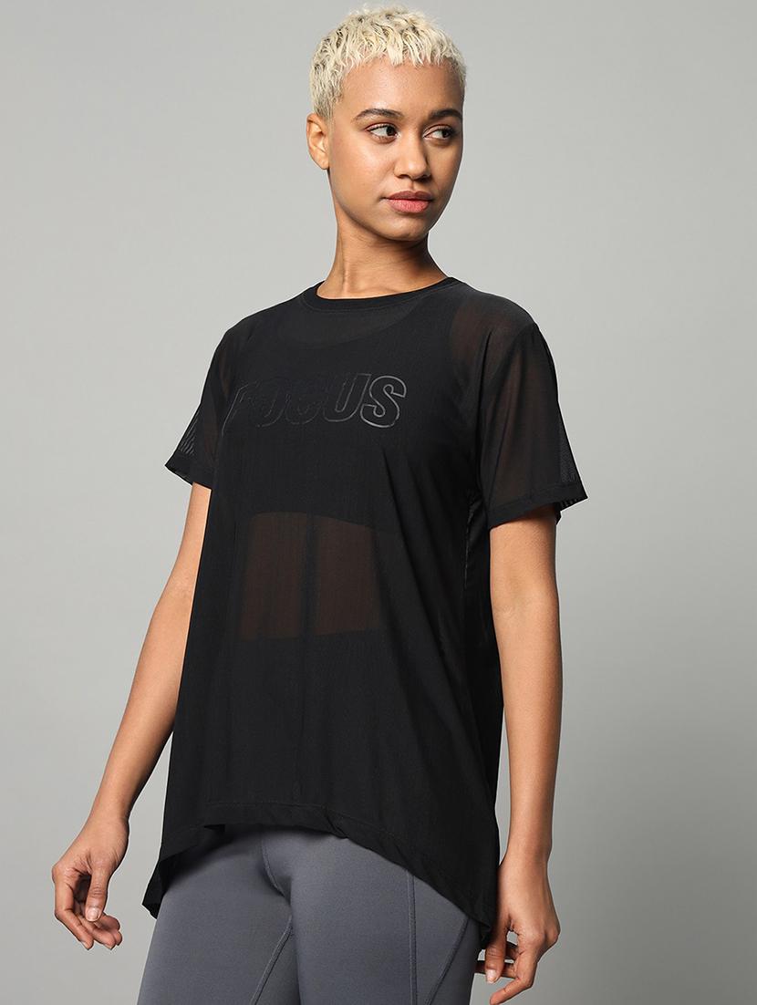 women typography printed relaxed fit dri-fit t-shirt - 21763216 - Standard Image - 1