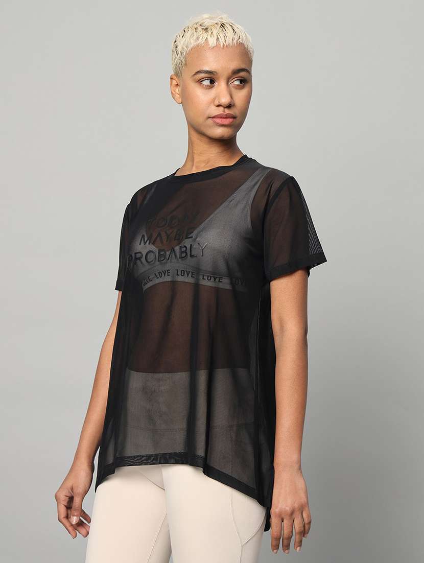 women typography printed relaxed fit dri-fit t-shirt - 21763218 -  Standard Image - 1