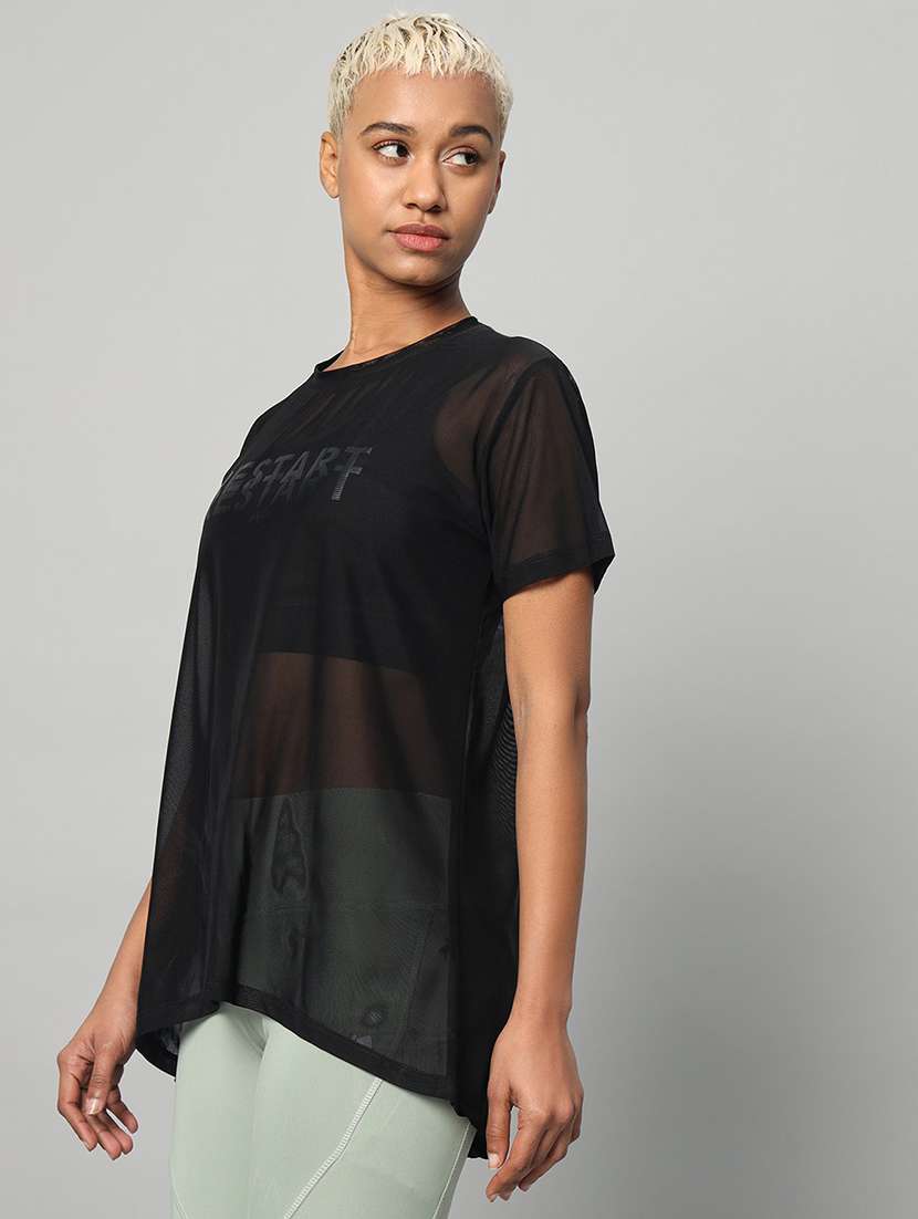 women typography printed relaxed fit dri-fit t-shirt - 21763219 -  Standard Image - 1