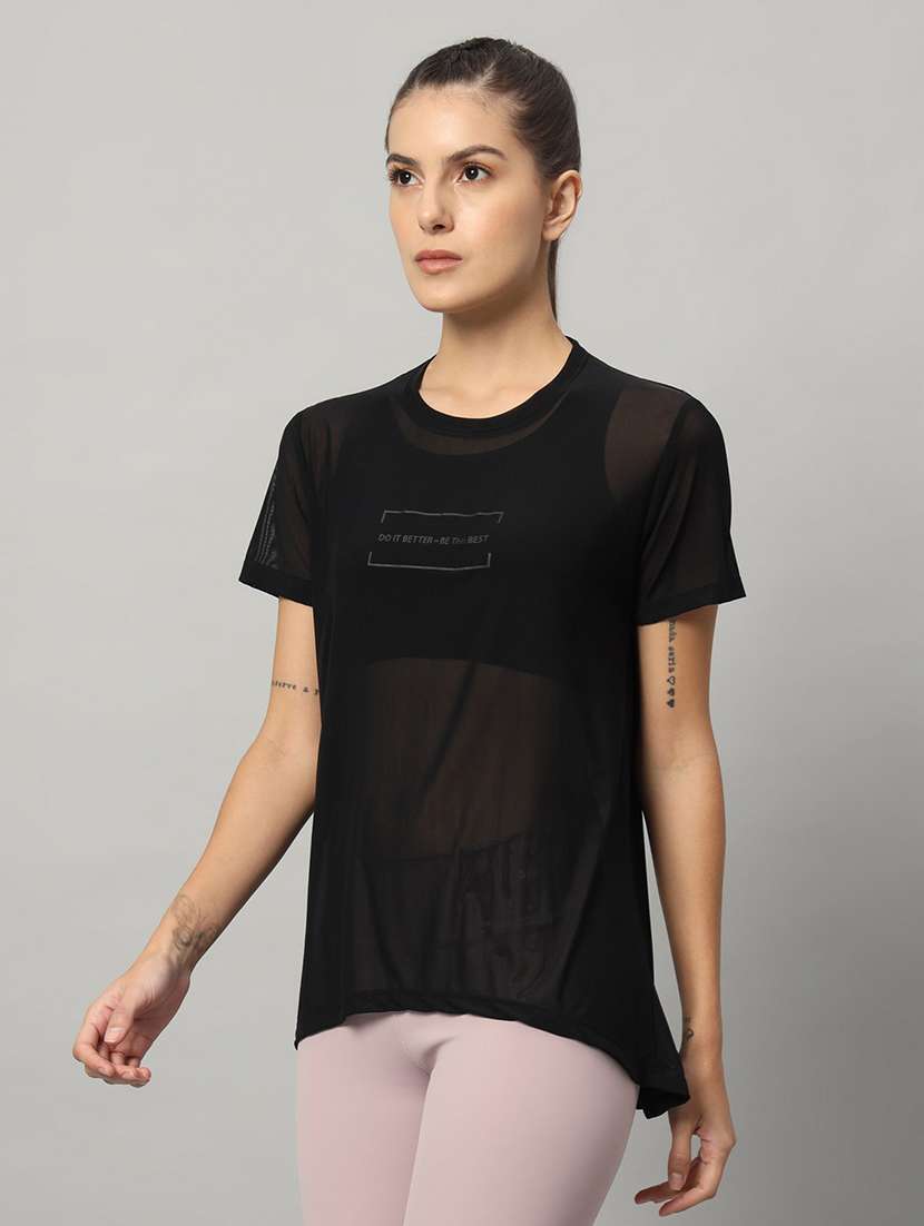 women typography printed relaxed fit dri-fit t-shirt - 21763220 -  Standard Image - 1