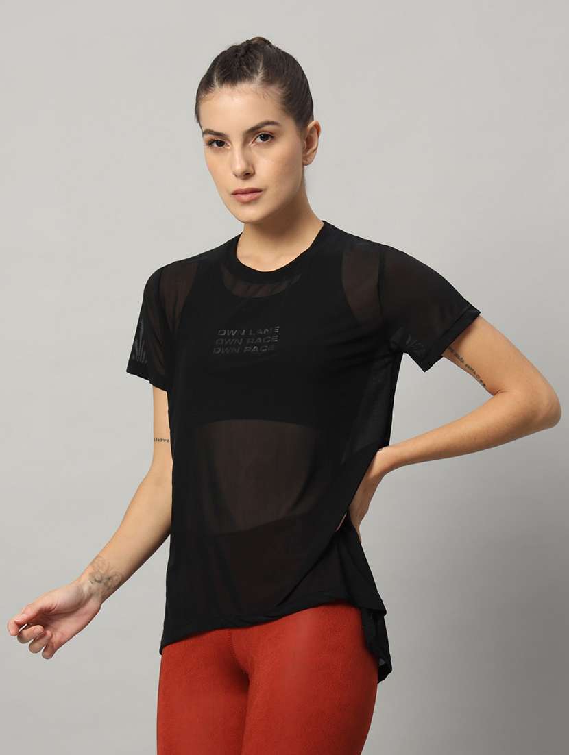 women typography printed relaxed fit dri-fit t-shirt - 21763221 -  Standard Image - 1