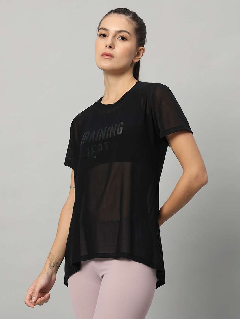 women typography printed relaxed fit dri-fit t-shirt - 21763224 -  Standard Image - 1