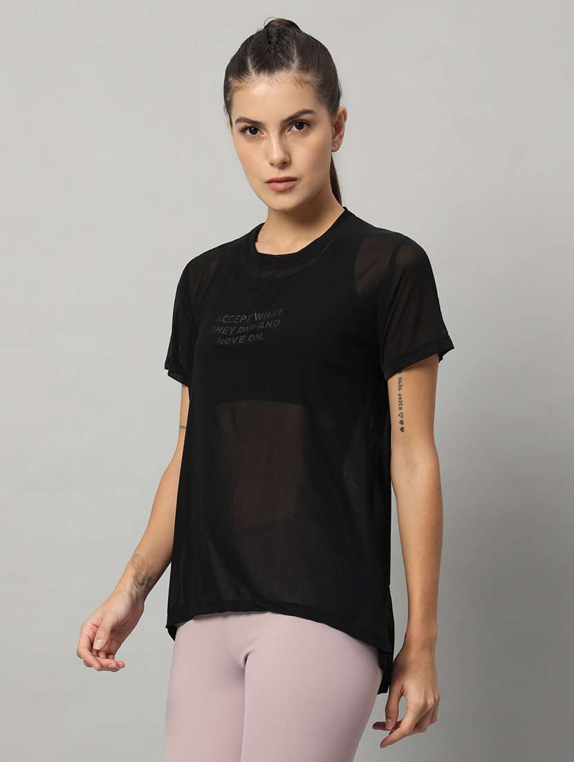 women typography printed relaxed fit dri-fit t-shirt - 21763225 -  Standard Image - 1