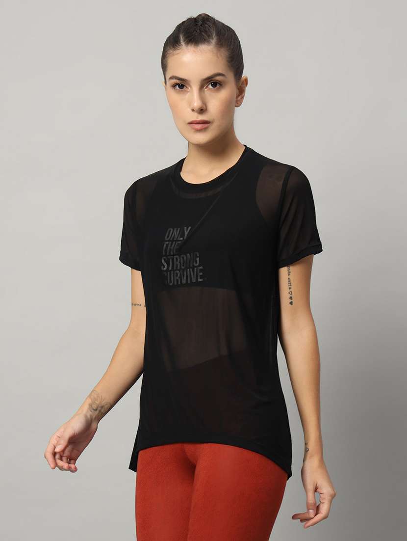 women typography printed relaxed fit dri-fit t-shirt - 21763230 -  Standard Image - 1