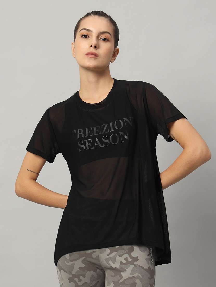 women typography printed relaxed fit dri-fit t-shirt