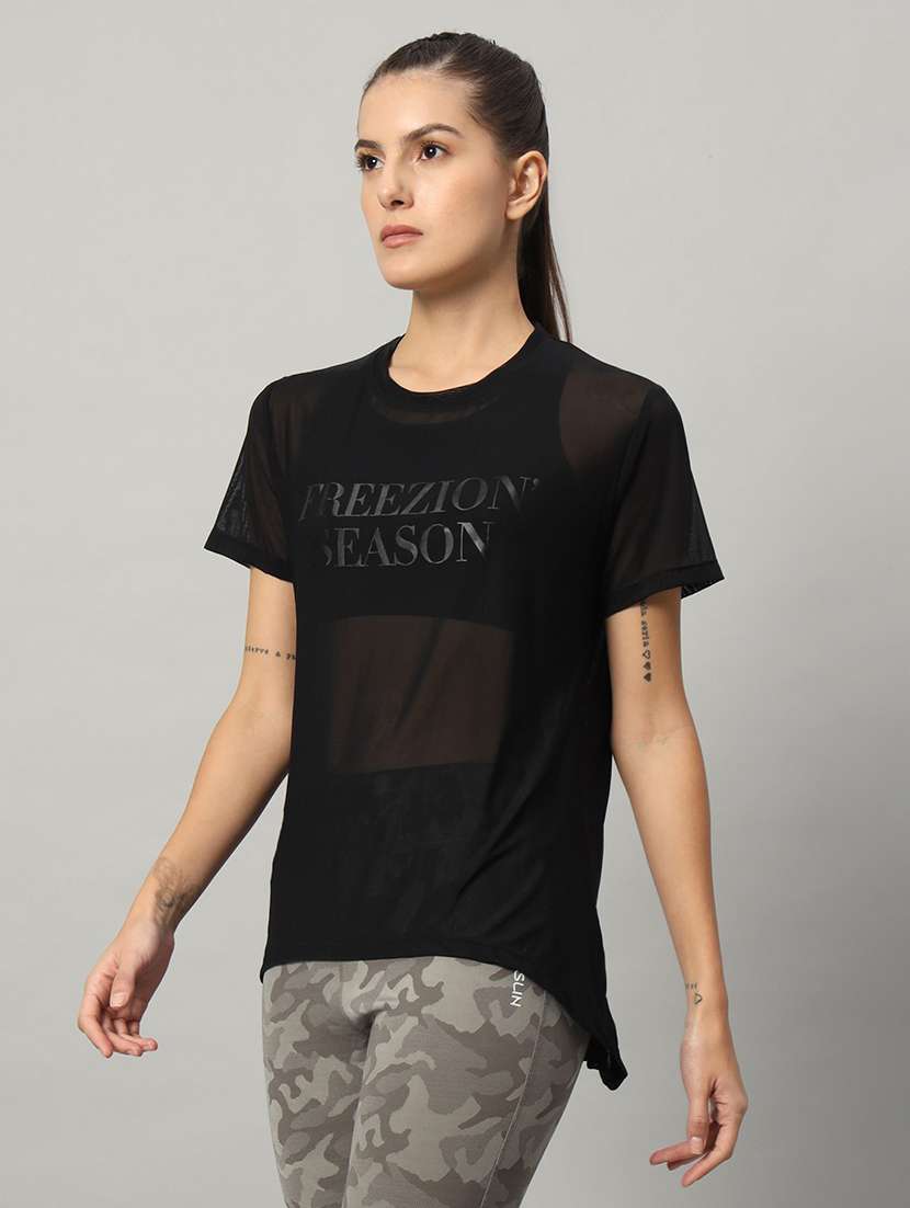 women typography printed relaxed fit dri-fit t-shirt - 21763231 - Standard Image - 1