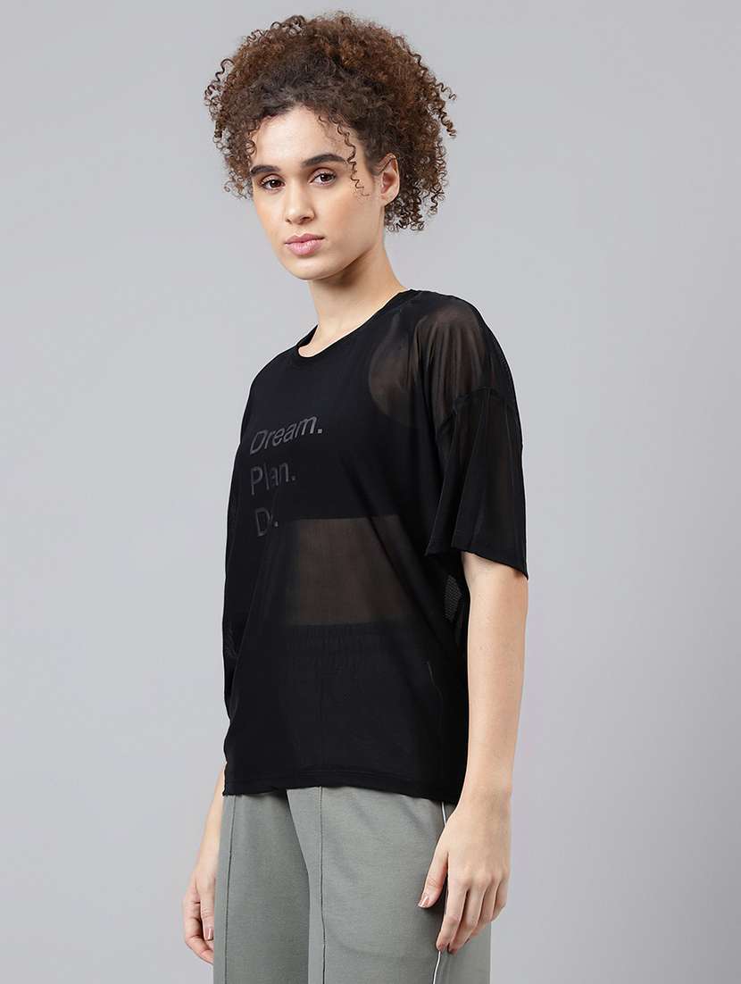 women typography printed relaxed fit dri-fit t-shirt - 21763235 -  Standard Image - 1