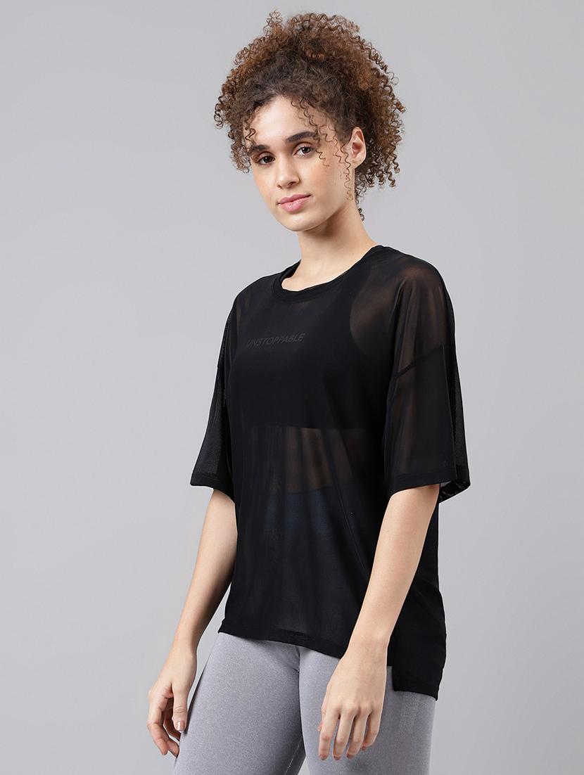 women typography printed relaxed fit dri-fit t-shirt - 21763236 - Standard Image - 1